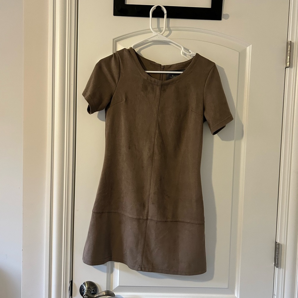 Paper crane suede dress